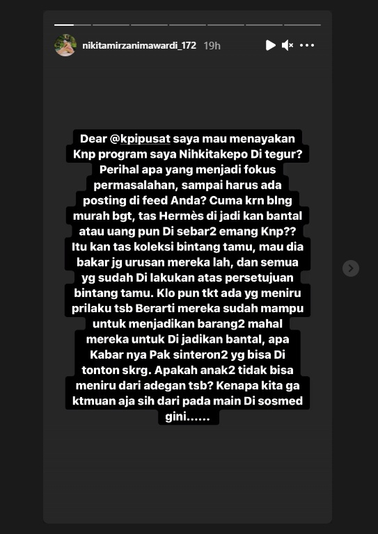 \'Nih Kita Kepo\' Kena Tegur KPI, Nikita Mirzani Protes Hingga Singgung Soal Sinetron Indonesia