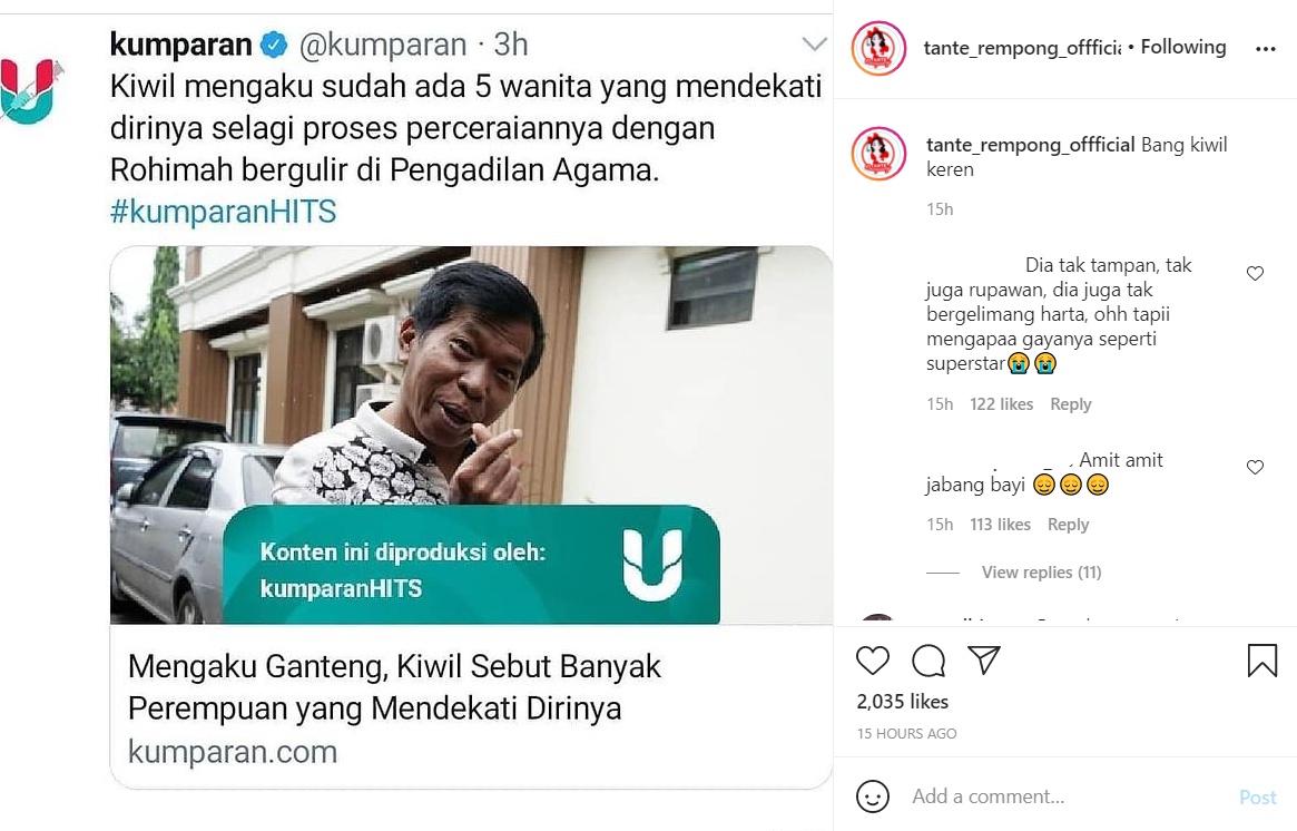 Kiwil Tuai Reaksi Sinis Usai Ngaku Banyak Perempuan Dekati Dirinya Saat Proses Cerai dengan Rohimah