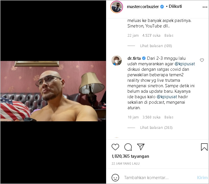 Respons dr. Tirta Usai Deddy Corbuzier ‘Sentil’ KPI Soal Aturan Penggunaan Masker, Begini Katany