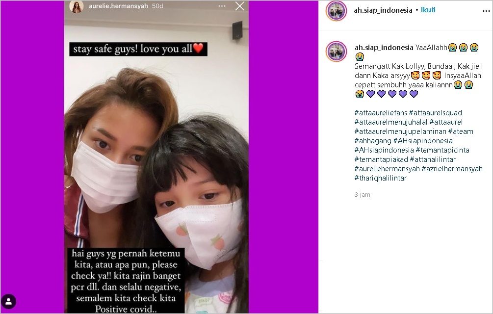 Dinyatakan Positif Covid-19, Aurel Hermansyah Berpesan Minta Orang yang Pernah Bertemu Segera Cek