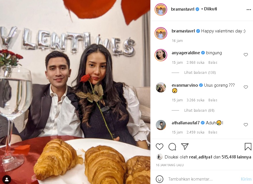 Foto Verrell Bramasta Bareng Anya Geraldine di Momen Valentine Bikin Heboh, Fans: Semoga Cuma Konten