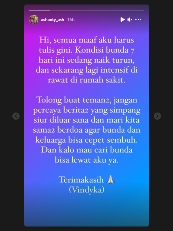 Kondisi Terungkap Usai Positif Covid-19, Ashanty Disebut Kini Jalani Perawatan Intensif di RS
