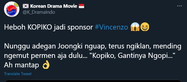 kopiko masuk di kredit drama song joong ki yakni vincenzo
