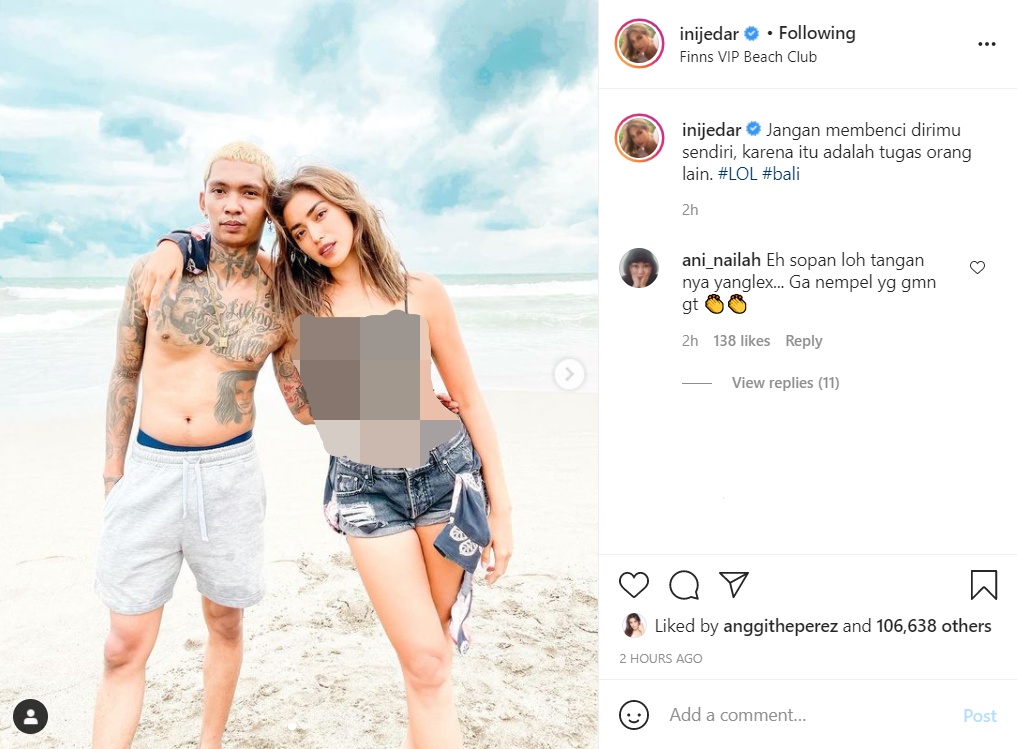 Pamer Foto Bareng di Pantai, Posisi Tangan Young Lex Dipinggang Jessica Iskandar Disebut Sopan