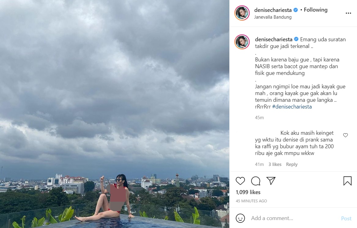 Denise Chariesta Sebut Dirinya Terkenal Karena Sudah Takdir: Jangan Mimpi Mau Jadi Kayak Gue!