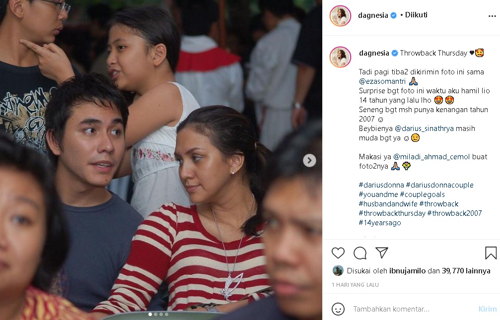 Donna Agnesia Pamer Foto Candid Lawas 14 Tahun lalu Bareng Darius Sinathrya, Disebut Tak Berubah