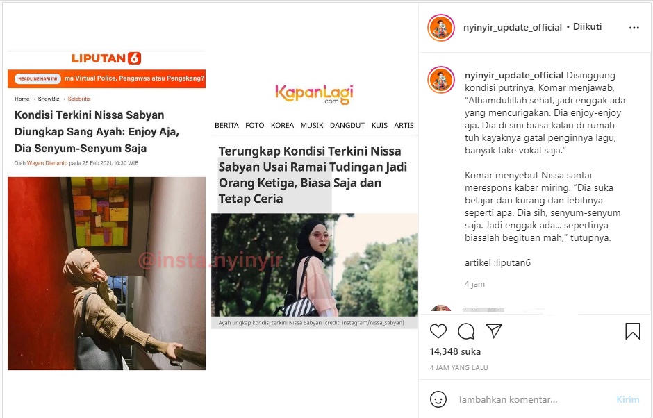 Nissa Sabyan Didesak Klarifikasi Usai Sang Ayah Ungkap Kondisinya: Dia Enjoy Aja