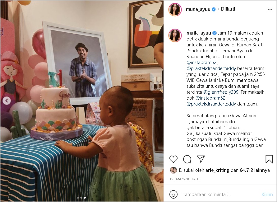 Putrinya Genap Menginjak Usia 1 Tahun, Pesan Mutia Ayu untuk Baby Gewa Menyentuh Banget