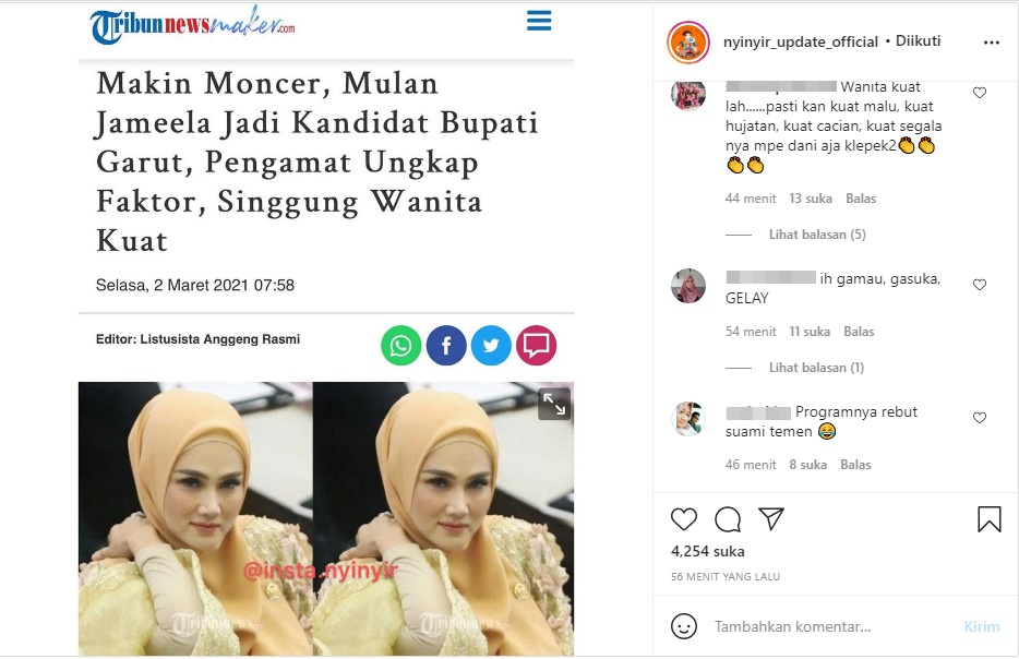 Disebut Wanita Kuat, Mulan Jameela Malah Tuai Respons Sinis Saat Dikabarkan Jadi Calon Bupati Garut