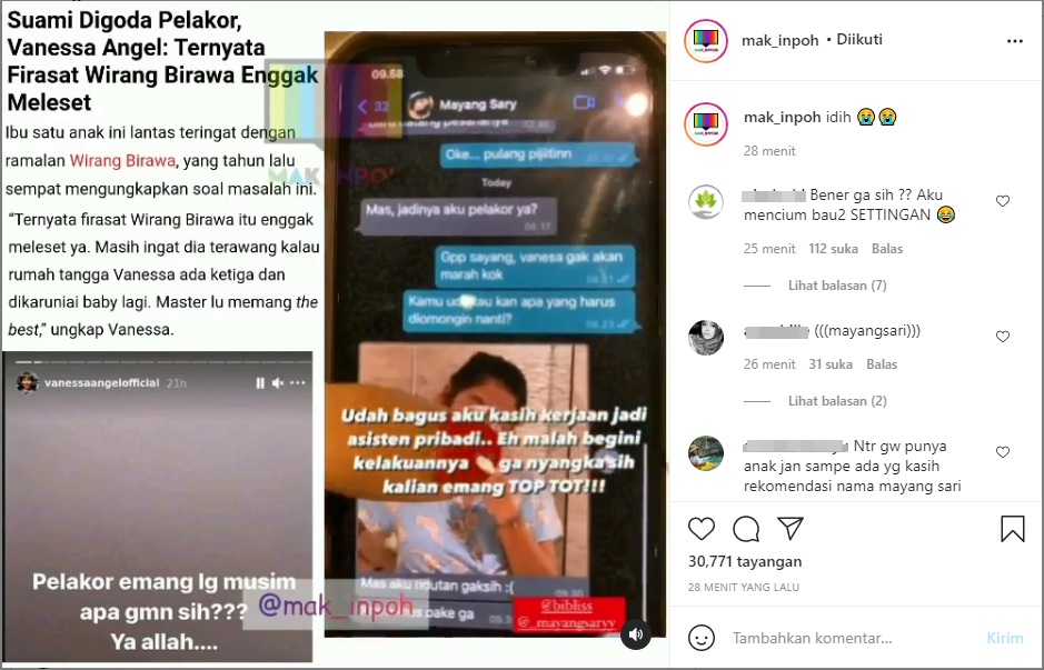 Berang, Vanessa Angel Bongkar Isi Chat Perselingkuhan Suami dengan Sang Asisten Pribadi
