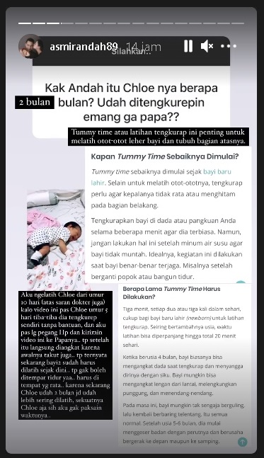 Bayinya Sudah Tengkurap di Usia 2 Bulan, Asmirandah Beri Penjelasan Usai Dikhawatirkan Netizen