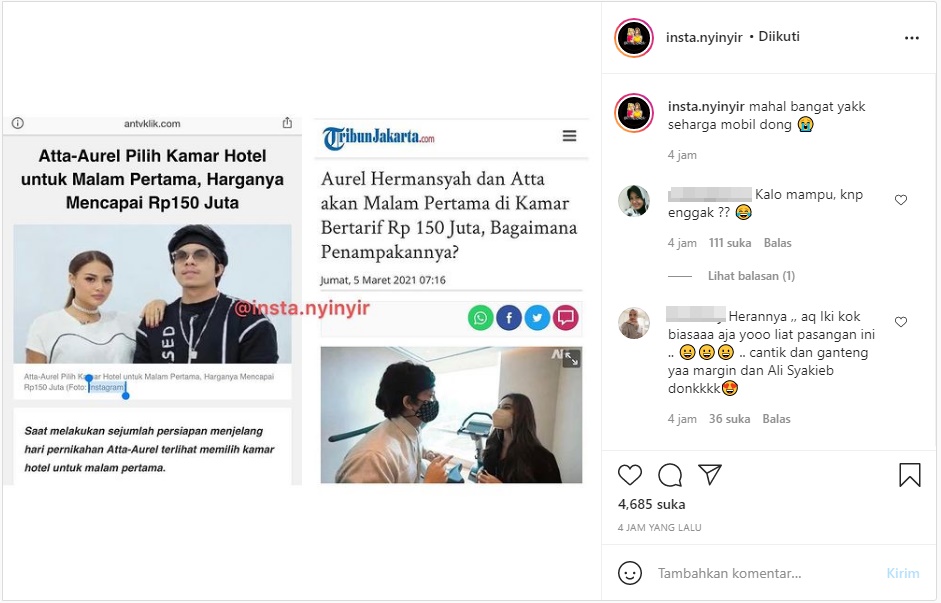 Berencana Malam Pertama di Kamar Hotel Bertarif Rp 150 Juta, Atta-Aurel Malah Kena Sindir