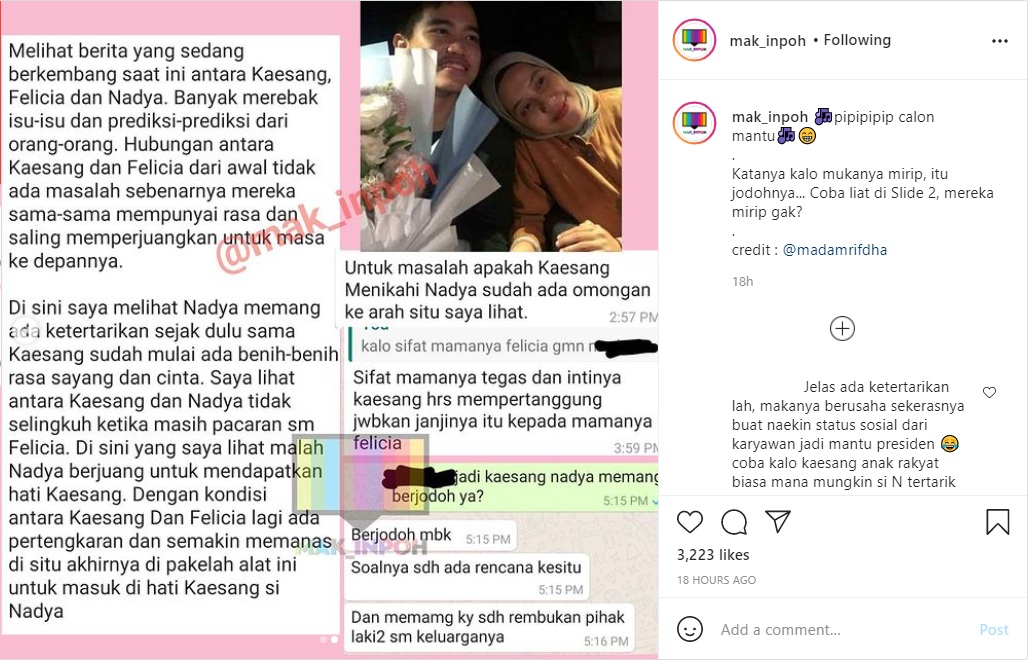 Nadya Arifta Diterawang Sudah Ada Benih Cinta Hingga Incar Kaesang Pangarep Sejak Lama