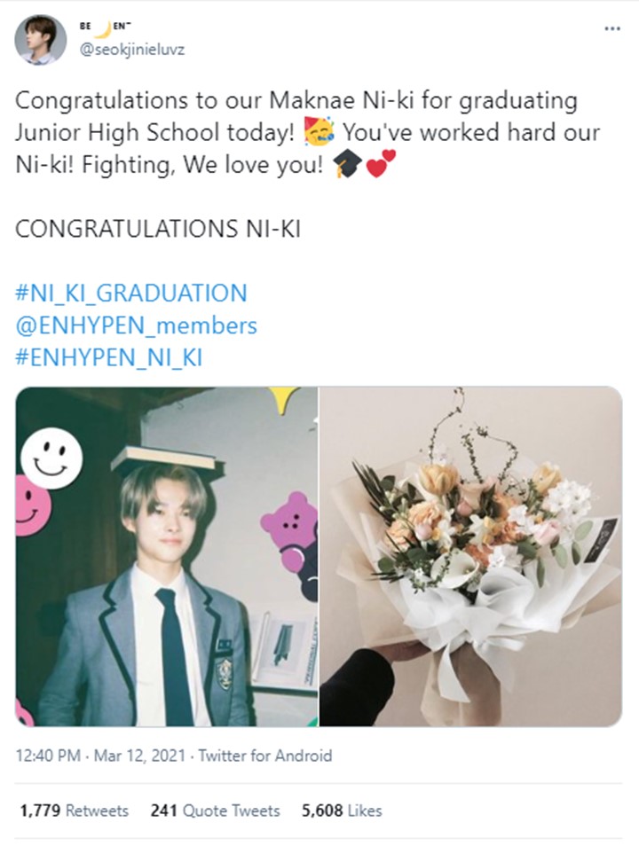 Ni-Ki ENHYPEN Lulus Sekolah, Banjir Ucapan Selamat Dari Penggemar