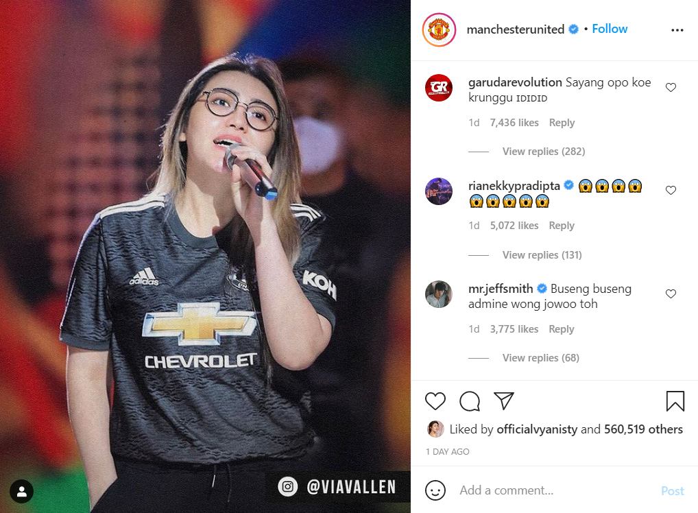 Akun IG Manchester United Pajang Foto Via Vallen, Bikin Heboh Hingga Tuai Komentar Sederet Artis Ini