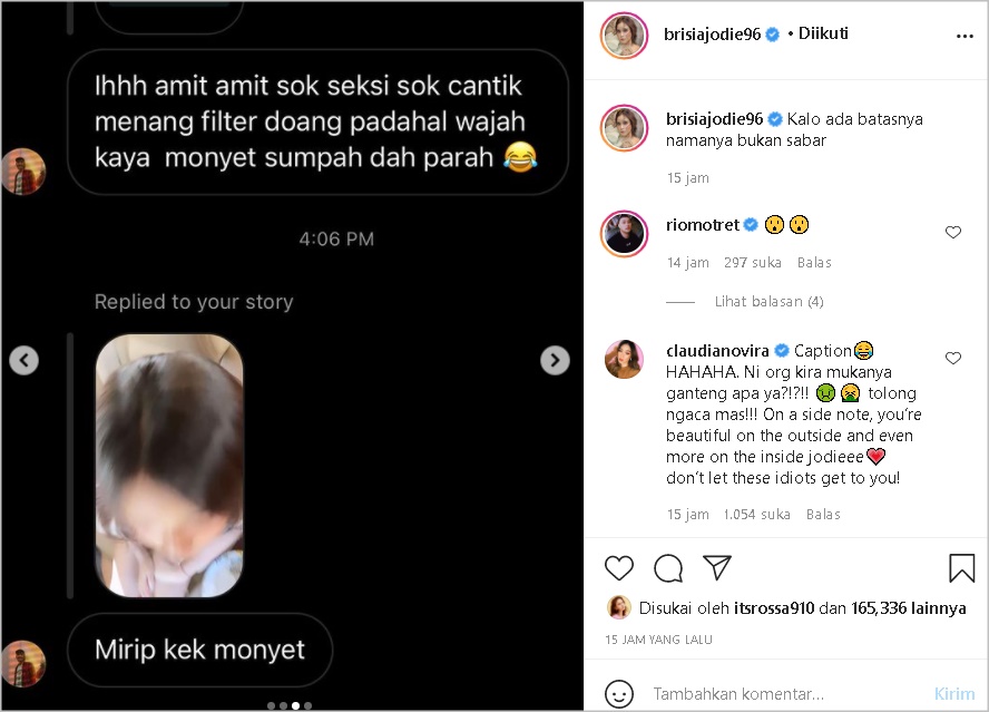 Brisia Jodie Bongkar Isi DM Kata-kata Kasar dari Haters, Balas Lewat Respons Santai Tapi Menohok