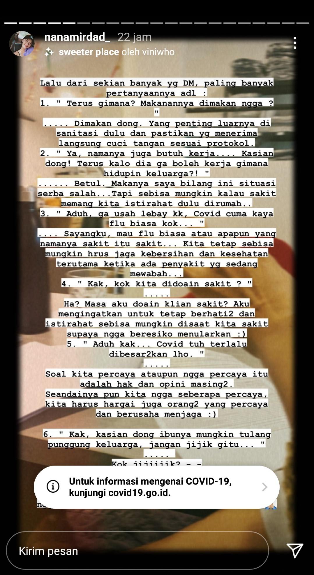 Nana Mirdad Auto Panik Usai Tahu Driver Ojol Alami Sakit Batuk Saat Antar Makanan, Tuai Cibiran