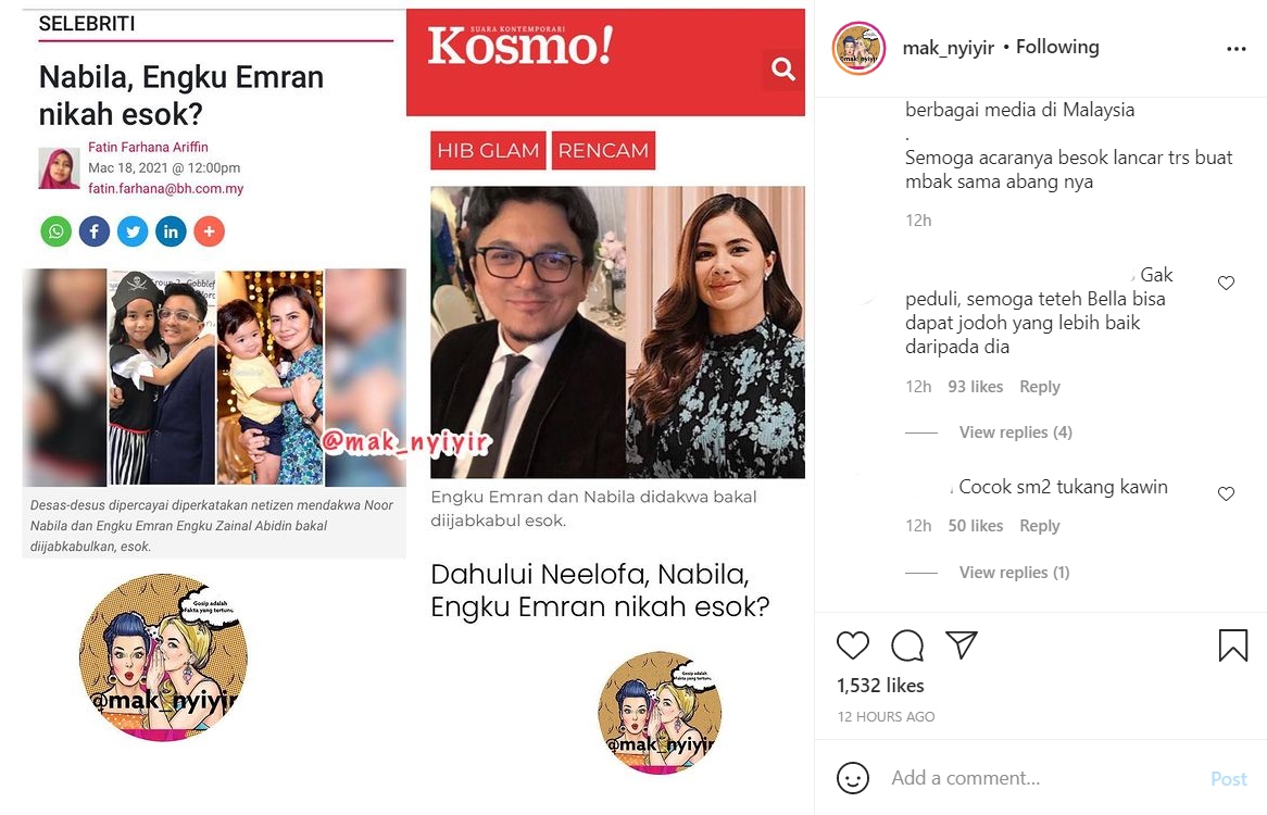Engku Emran Dikabarkan Akan Menikah Hari Ini, Laudya Cynthia Bella Langsung Didoakan Begini
