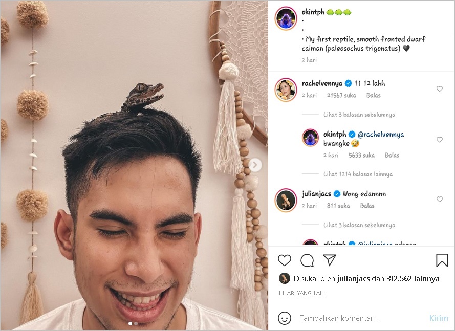 Foto Bareng Reptil Dikomentari ’11 12’ oleh Rachel Vennya, Balasan Niko Al Hakim Bikin Ngakak