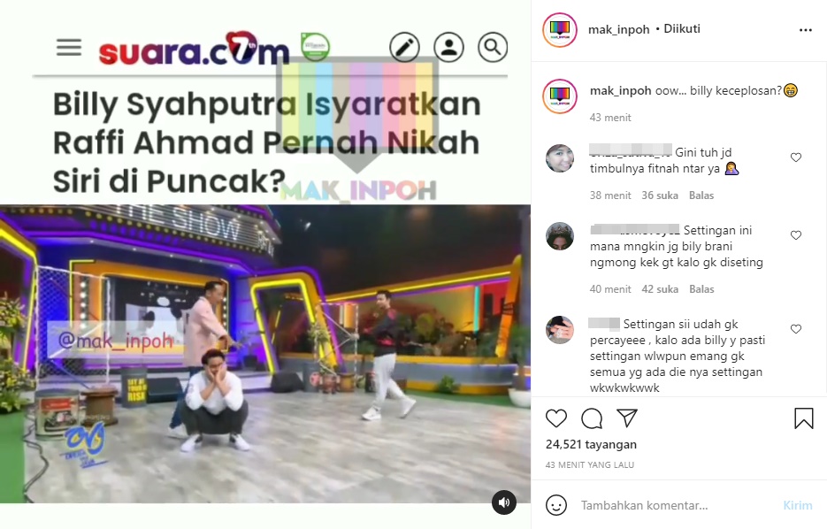 Billy Syahputra Bikin Heboh Isyaratkan Raffi Ahmad Pernah Nikah Siri, Malah Dituding Cuma Settingan