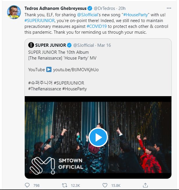 Usai Kemenkes RI, Kini Direktur WHO Juga Ikut Dukung Lagu \'House Party\' Super Junior