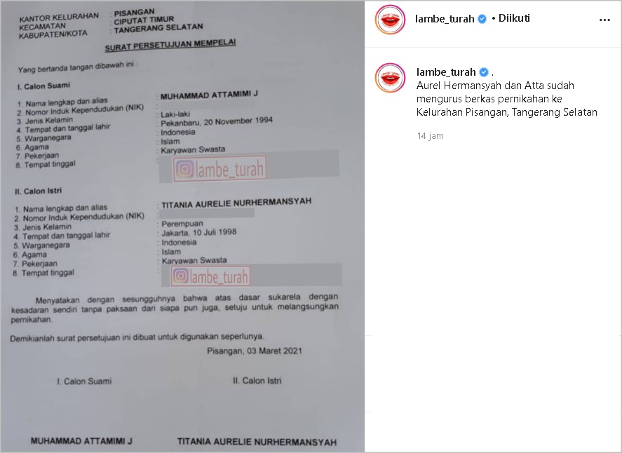 Sudah Urus Berkas ke KUA Sawah Besar, Akad Nikah Atta dan Aurel Jadi Digelar di Masjid Istiqlal?