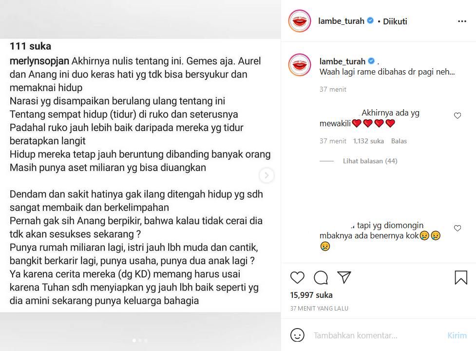 Sikap Anang-Aurel Hermansyah Mendapat Kritikan Tajam, Pernyataan Aktivis Ini Justru Tuai Pro Kontra