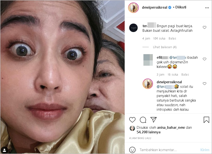 Disentil Bangun Pagi untuk Kerja Bukan Salat, Balasan Telak Dewi Persik Banjir Pembelaan