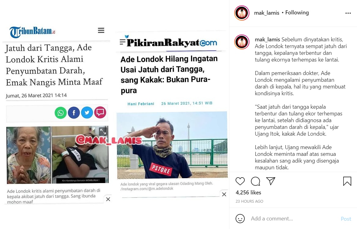 Kondisi Ade Londok Dikabarkan Sempat Kritis Hingga Disebut Alami Linglung, Banjir Doa dari Warganet