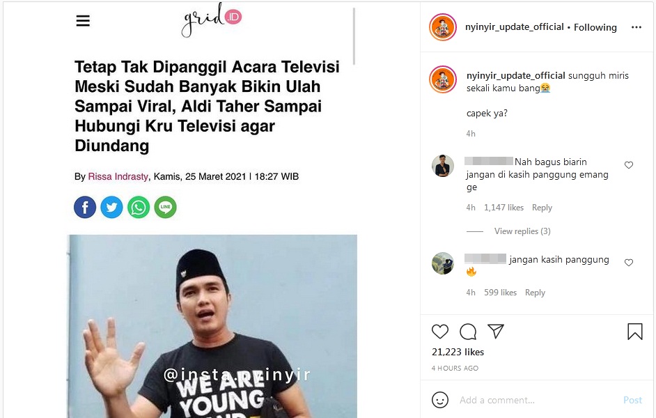 Tak Kunjung Dipanggil di Acara TV, Aldi Taher Sampai Hubungi Kru Justru Tuai Respons Sinis