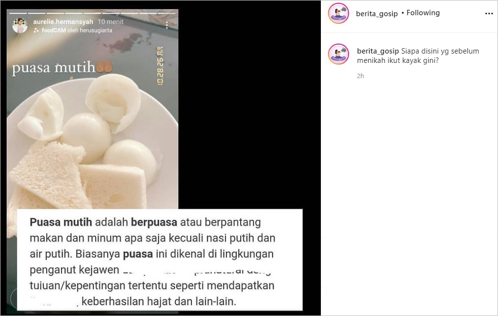 Aurel Hermansyah Jalani Puasa Mutih, Menu Makanan Bikin Salfok Hingga Tuai Tanda Tanya