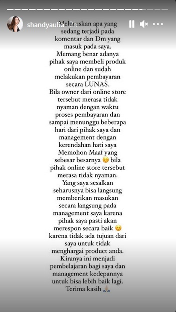 Dituding Artis SA yang Ngemis Endorse dan Ingkar Janji, Shandy Aulia Akhirnya Buka Suara