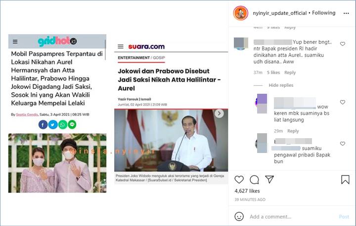 pernikahan atta dan aurel disebut-sebut akan dihadiri oleh presiden jokowi