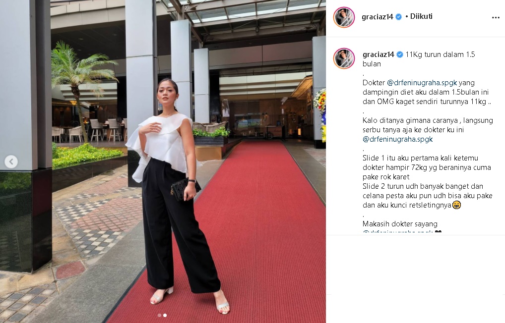 Bagikan Foto Sebelum dan Sesudah, Gracia Indri Kaget BB Turun 11 Kg Kurang dari 2 Bulan