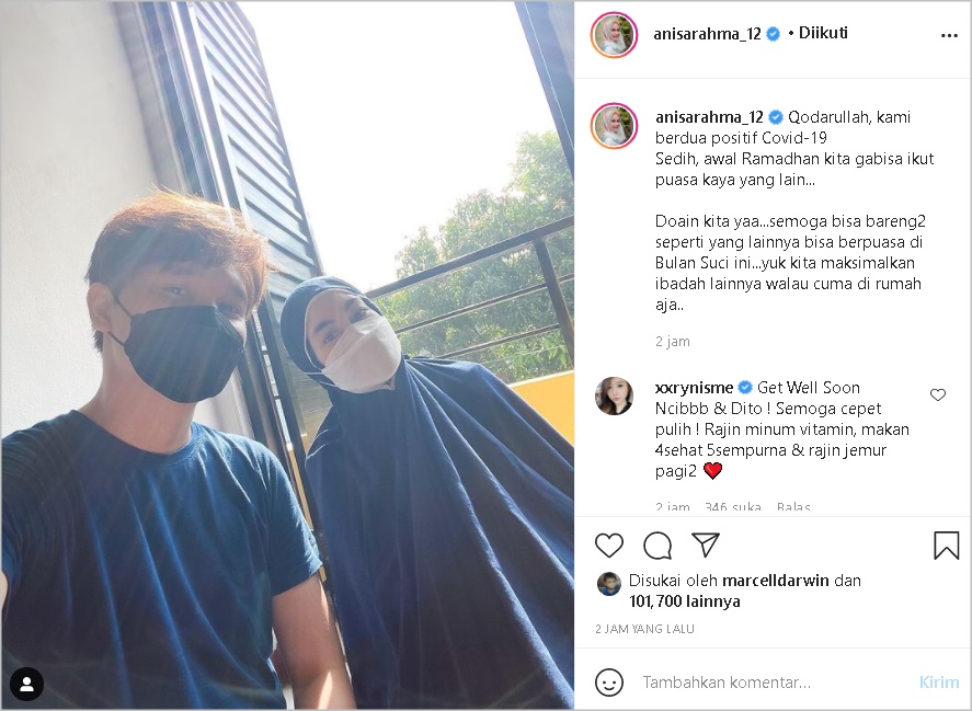 Positif Covid-19 Bareng Suami, Anisa Rahma Ungkap Kesedihan: Awal Ramadan Nggak Bisa Ikut Puasa