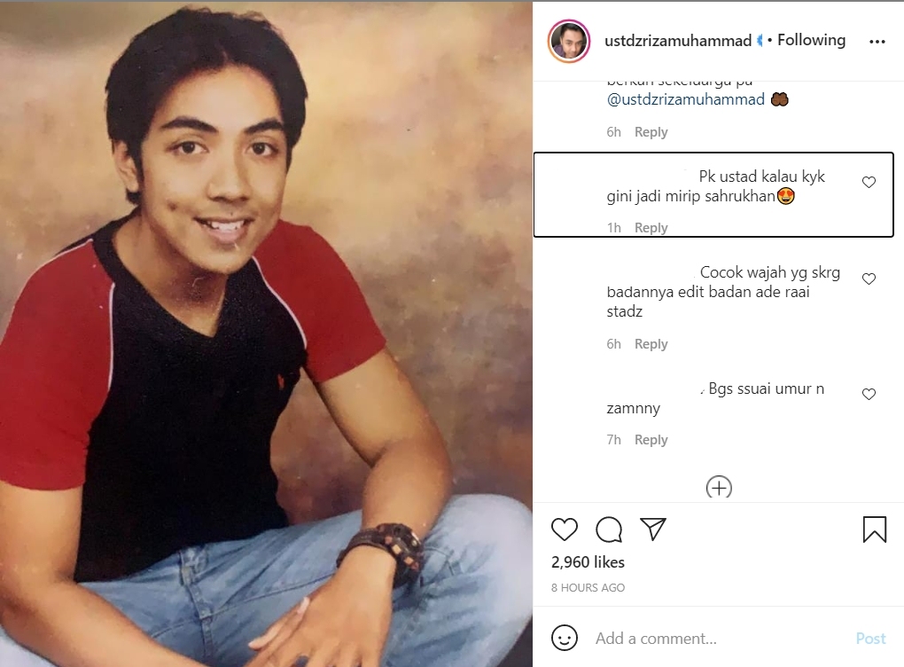 Ustaz Riza Muhammad Bagikan Foto Masa Muda, Disebut Tampan Hingga Dikira Mirip Shahrukh Khan