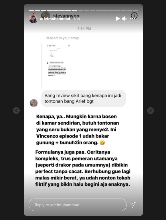 Bosan Diisolasi Usai Positif Corona, Arief Muhammad Putuskan Nonton \'Vincenzo\': Seru Banget Astaga!