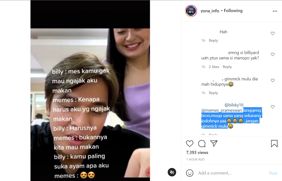 Lempar Gombalan Maut ke Memes Prameswari, Billy Syahputra: Kamu Suka Ayam Apa Aku?