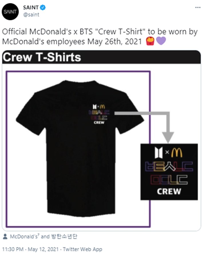 Nama BTS Terpampang Nyata di Baju Karyawan McDonald\'s Auto Bikin Bangga