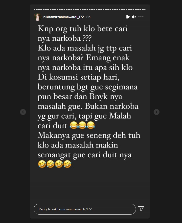 Heran Artis Punya Masalah Malah Cari Narkoba, Nikita Mirzani Pilih Hilangkan Stres Pakai Cara Ini