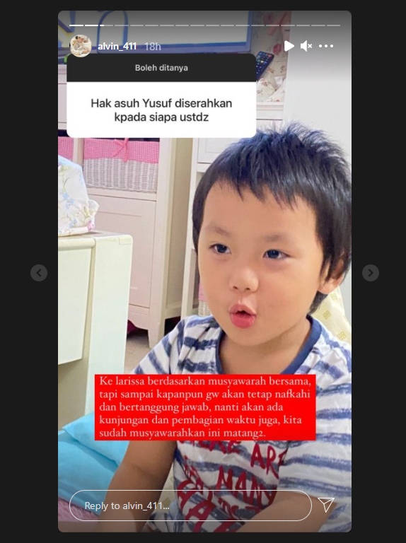 Putuskan Pisah dengan Larissa Chou, Alvin Faiz Bicara Soal Hak Asuh Anak