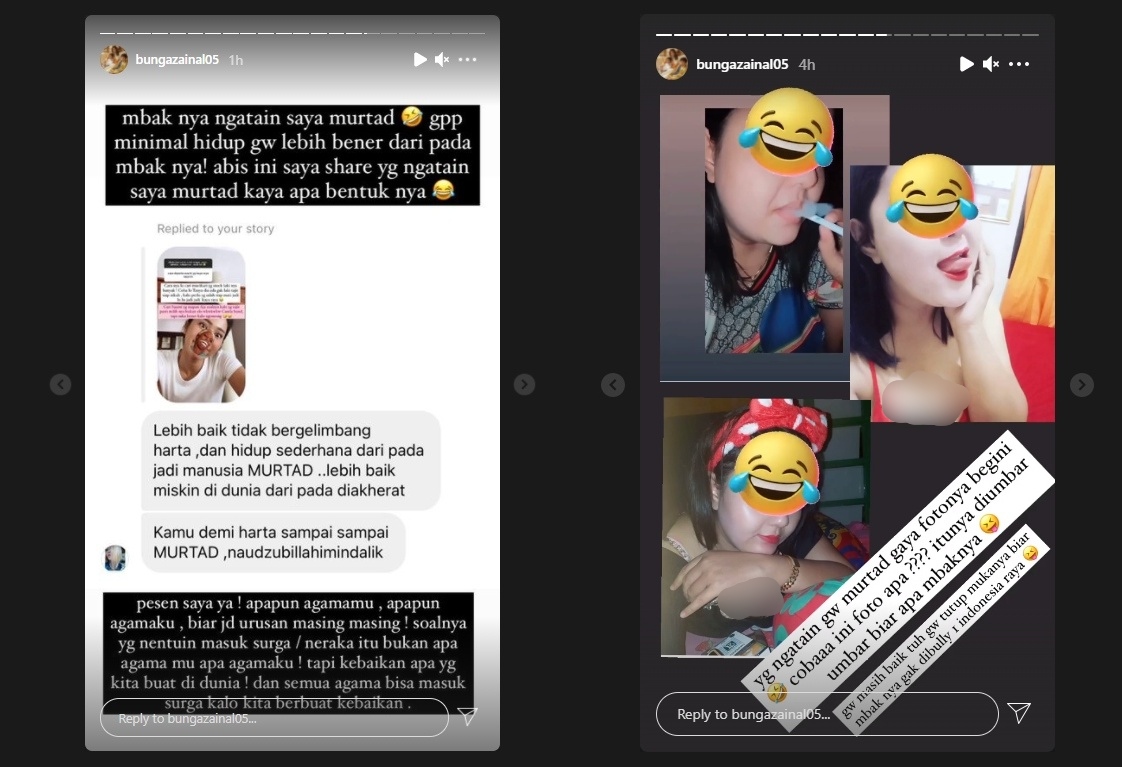 Disebut Murtad, Bunga Zainal Balas Menohok dan Sampaikan Pesan Tegas Ini