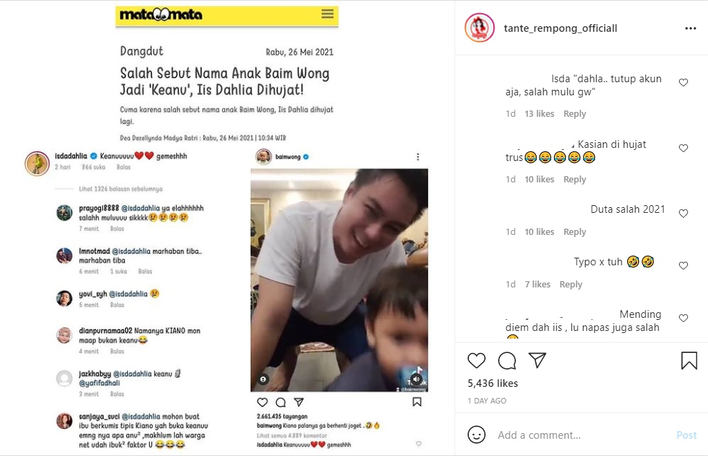 Iis Dahlia Salah Sebut Nama Anak Baim Wong Begini, Langsung Banjir Hujatan