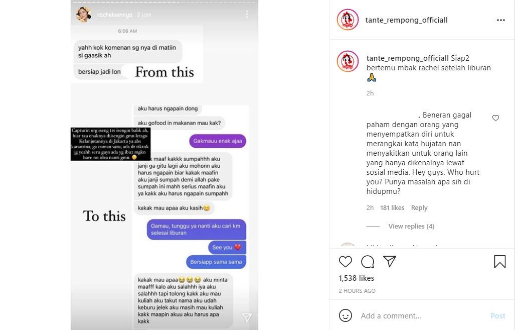 Rachel Vennya Akui Bakal Cari Netizen yang Menghina Dirinya, Pelaku Langsung Minta Maaf