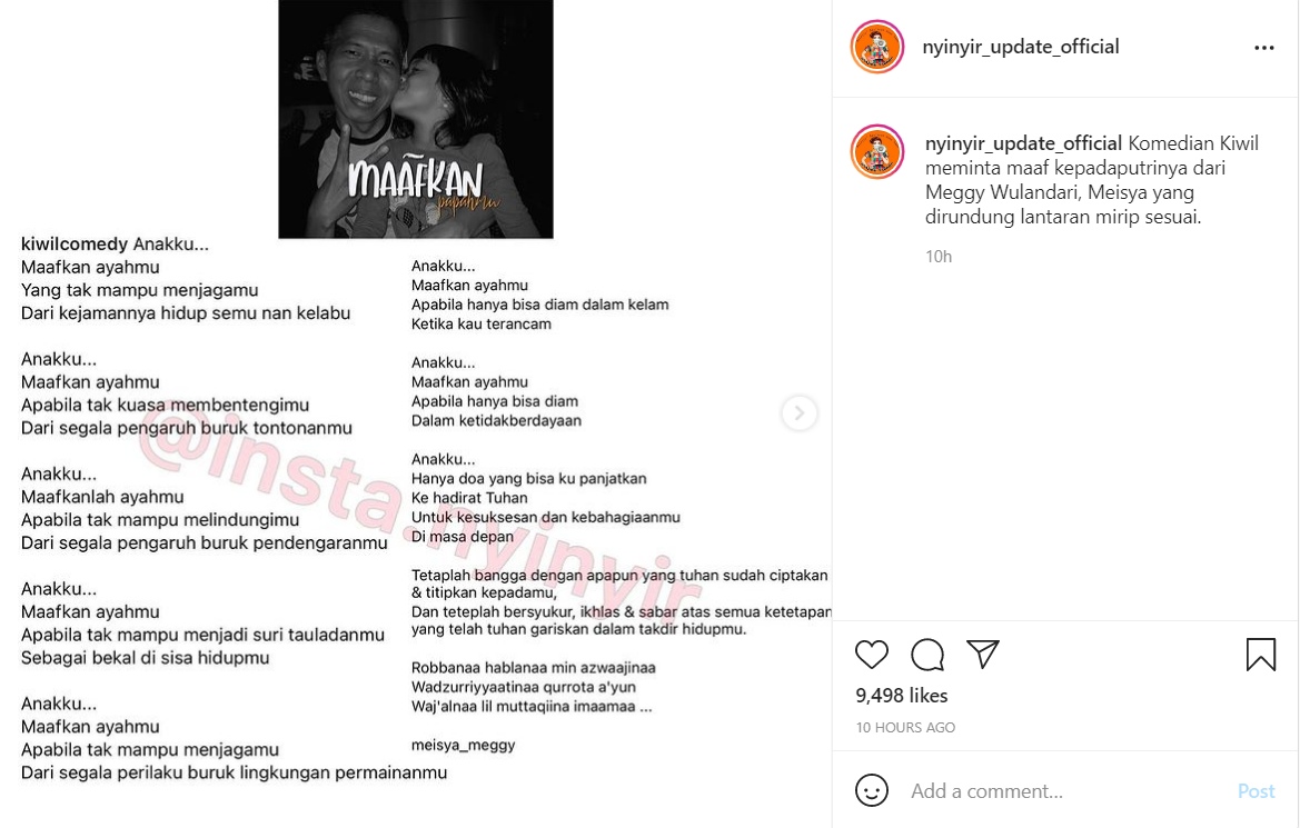 Kiwil Minta Maaf Usai Sang Putri Dirundung Karena Dibilang Mirip Dirinya, Sampaikan Pesan Bijak Ini