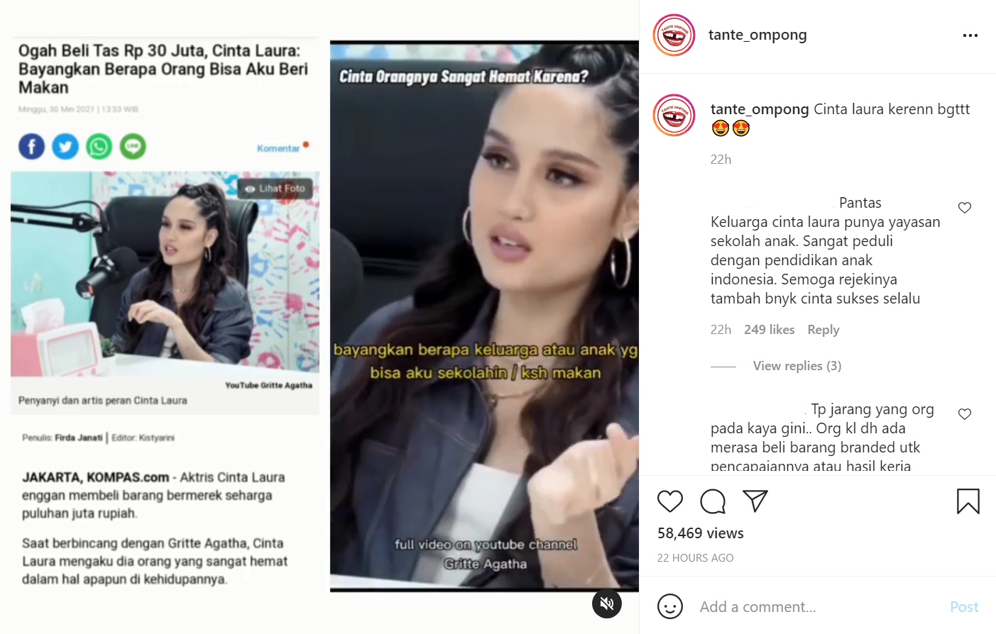 Akui Ogah Beli Tas Mahal, Cinta Laura Ungkap Alasan Super Mulia Ini Tuai Pujian Selangit