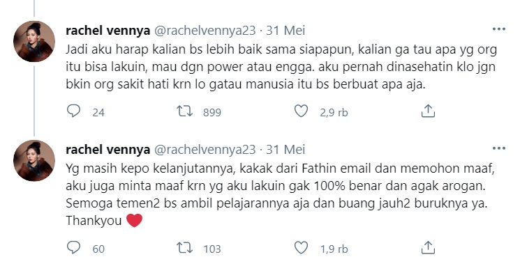 Pihak Keluarga Fathin Ucap Permintaan Maaf, Rachel Vennya Buka Pintu Damai dan Sampaikan Pesan Ini