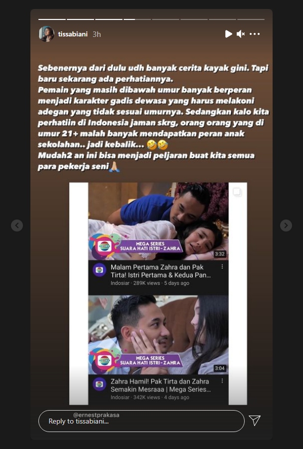 Artis Lain Sibuk Kecam Sinetron \'Suara Hati Istri Zahra\', Tissa Biani Justru Beri Reaksi Bijak
