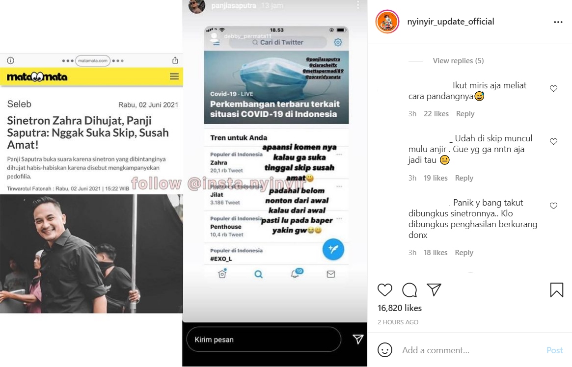 Panji Saputra Makin Tuai Hujatan Usai Buka Suara Soal Kontroversi Sinetron \'Zahra\'