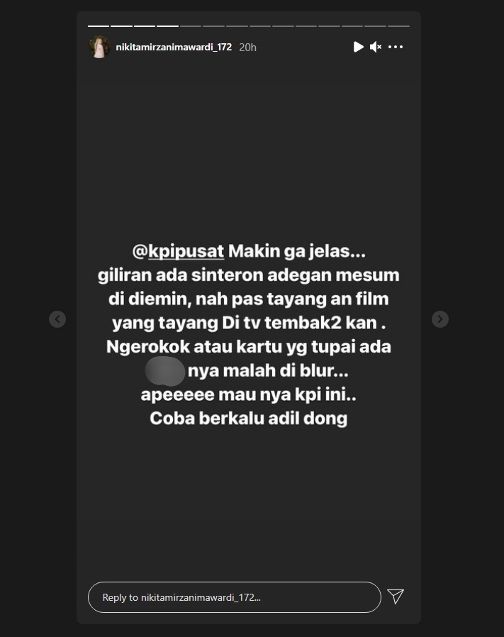 Adegan Dewasa di Sinetron Lulus Sensor, Nikita Mirzani: KPI Makin Gak Jelas